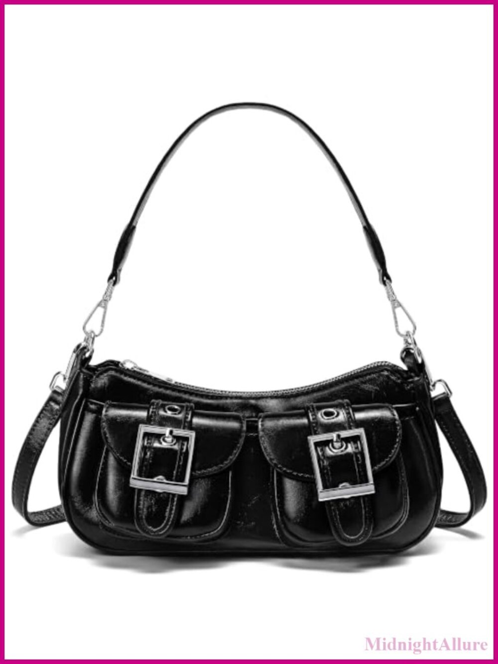 Faux Leather Punk Studded Small Hobo Shoulder Crossbody Bag